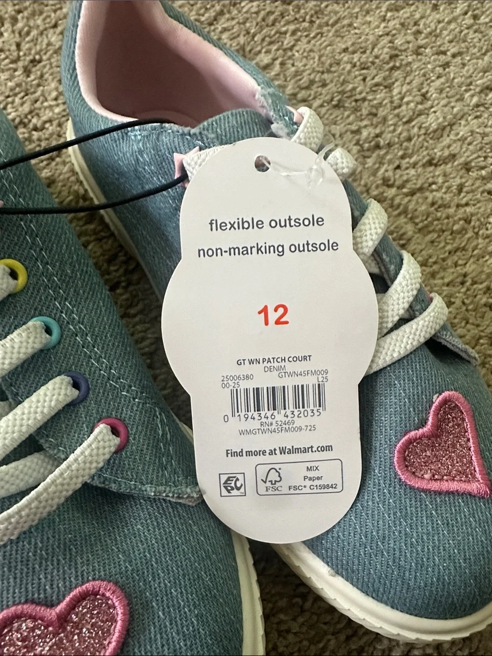wonder nation Light Denim Sneakers with Pink Lining & Colorful Patches